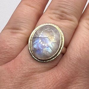 Rainbow Moonstone Ring Size 7 - Sterling Silver